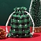 Christmas Themed Burlap Drawstring Bags, Rectangle Tartan Pouches for Christmas Party Supplies, Dark Green, 14x10cm