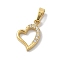 Ion Plating(IP) 304 Stainless Steel Micro Pave Cubic Zirconia Pendants, Heart Charms, Golden, 11.5x10x1.7mm, Hole: 4x2.5mm