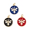 Brass Micro Pave Cubic Zirconia Pendants, Cadmium Free & Nickel Free & Lead Free, with Jump Ring and Enamel, Real 18K Gold Plated, Flat Round with Bees, Mixed Color, 21x18x4mm, Hole: 3mm