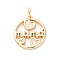 Mother's Day Brass Pendants, Cadmium Free & Nickel Free & Lead Free, with Jump Ring, Flat Round with Word Mama, Real 18K Gold Plated, 17x15.5x2mm, Hole: 3mm