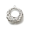 Brass with Cubic Zirconia Pendants, Cadmium Free & Nickel Free & Lead Free, Round Charms, Hollow, Real Platinum Plated, 25x22x8mm, Hole: 1.6mm