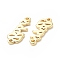 Eco-Friendly Rack Plating Brass Connector Charms, Long-Lasting Plated, Lead Free & Cadmium Free, Word, Real 18K Gold Plated, 6x15x1.5mm, Hole: 1.2mm