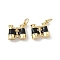 Brass Enamel Pendants, Telescope Charms, with Jump Rings, Rack Plating, Real 18K Gold Plated, Lead Free & Cadmium Free, Long-Lasting Plated, Black, 17x15x5mm, Hole: 3.5mm