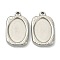 Non-Tarnish 304 Stainless Steel Pendant Cabochon Settings, Rectangle, Stainless Steel Color, Tray: 15x10mm, 21.7x13.4x2.7mm, Hole: 1.2mm