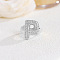 Brass Micro Pave Clear Cubic Zirconia Cuff Rings, Platinum, Letter P, Inner Diameter: Adjustable