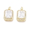 Brass Micro Pave Cubic Zirconia Charms, with Jump Rings, Rectangle, Clear, Real 18K Gold Plated, 14.5x10x4.8mm, Hole: 1.6mm