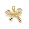 Brass Micro Pave Cubic Zirconia Pendants, Bowknot, Rack Plating, Long-Lasting Plated, Lead Free & Cadmium Free, Real 18K Gold Plated, 18x21x5mm, Hole: 4.5x3mm