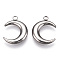 Non-Tarnish 201 Stainless Steel Pendants, Crescent, Stainless Steel Color, 23.5x18x3mm, Hole: 2.5mm