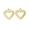 Rack Plating Brass Charms, Long-Lasting Plated, Lead Free & Cadmium Free, Real 18K Gold Plated, Heart, 13.5x12.5x0.5mm, Hole: 1.4mm