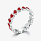 Anti-Tarnish Platinum Rhodium Plated 925 Sterling Silver Heart Finger Rings, with Enamel, Red, Inner Diameter: 17mm