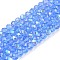 Electroplate Glass Beads Strands, Half Rainbow Plated, Faceted, Rondelle, Cornflower Blue, 3.5~3.8x3mm, Hole: 0.4mm, about 105~110pcs/strand, 29~31cm