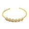 Brass Micro Pave Cubic Zirconia Cuff Bangles, Long-Lasting Plated, Cadmium Free & Lead Free, Real 18K Gold Plated, Inner Diameter: 2-1/4 inch(5.8cm)