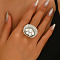 Shell Shape Zinc Alloy with Plastic Pearl Finger Rings, Platinum, Inner Diameter: 18mm