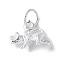 925 Sterling Silver 3D Chinese Zodiac Charms, with Jump Rings, Silver Color Plated, Tiger, 8~14x5~11x3~6.5mm, Hole: 3.5mm
