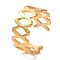 Ion Plating(IP) 304 Stainless Steel Hollow Rhombus Open Cuff Rings, Golden, Inner Diameter: 19.3mm