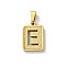 304 Stainless Steel Alphabet Pendants, Real 18K Gold Plated, Rectangle Charm, Letter E, 17.5x12x2mm, Hole: 7.5x3.5mm