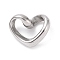 Non-Tarnish 304 Stainless Steel Linking Rings, Twisted Heart, Stainless Steel Color, 13x16x7mm, Inner Diameter: 3.5x11mm