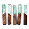 Transparent Resin & Walnut Wood Big Pendants, with Glitter Powder, Rectangle Charms, Light Sea Green, 51.5x7.5x3mm, Hole: 1.8mm