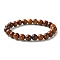 Unisex Natural Wood Beaded Stretch Bracelets, Round, Camel, Inner Diameter: 2-1/8 inch(5.5cm), Bead: 8.5mm