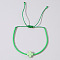 Bohemian Shell Cross Bracelets, Adjustable Glass Seed Bead Braided Bracelets, Medium Spring Green, 7-1/8 inch(18cm)