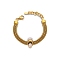 304 Stainless Steel Popcorn Chains Triple Layer Multi-strand Bracelet, with Cubic Zirconia Teardrop Links, Golden, 6-3/4 inch(17.3cm)