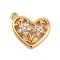 Brass Micro Pave Clear Cubic Zirconia Pendants, Cadmium Free & Nickel Free & Lead Free, Heart with Flower, Real 18K Gold Plated, 16x19x6mm, Hole: 1.5mm