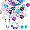 1 Set 5 Styles Resin Round Beads Set, Stripe Resin Beads & Resin Rhinestone Beads & Cracked Beads & Opaque Beads, Mixed Color, 20x18~20mm, Hole: 2~3mm, 50pcs/set