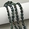 Natural Moss Agate Beads Strands, Flat Oval, 8x6x3mm, Hole: 0.9mm, about 49~50pcs/strand, 15.16''~15.55''(38.5~39.5cm)