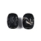 Opaque Handmade Lampwork Beads, Drum, Black, 14.5-15x11.5-12mm, Hole: 2mm