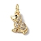 Brass Micro Pave Cubic Zirconia Charms, with Jump Ring, Cadmium Free & Lead Free, Dog Charms, Real 18K Gold Plated, 11x9x2.8mm, Hole: 3.2mm