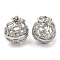 Rack Plating Brass Pendants, with Cubic Zirconia and Jump Ring, Long-Lasting Plated, Lead Free & Cadmium Free, Round, Platinum, 12x10mm, Hole: 4mm