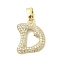 Brass Micro Pave Cubic Zirconia Pendants, Letter, Real 18K Gold Plated, Letter D, 18x15x2.5mm, Hole: 4.8x2.9mm