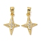 Brass Micro Pave Cubic Zirconia Pendants, Star Charms, Long-Lasting Plated, Cadmium Free & Lead Free, Rack Plating, Real 18K Gold Plated, 16.5x11.5x2mm, Hole: 3x5mm