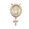 Brass Micro Pave Cubic Zirconia Pendants, Long-Lasting Plated, Cadmium Free & Lead Free, Real 18K Gold Plated, 28.5x15x2.5mm, Hole: 1.2mm