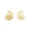 Ion Plating(IP) 201 Stainless Steel Pendants, Moon with Tree, Real 18K Gold Plated, 23.5x20x2mm, Hole: 2mm