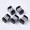 Stripe Resin Beads, for Jewelry Making, Rectangle, Black & White, 19.5x12x12mm, Hole: 2.5mm

