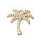 Brass Micro Pave Cubic Zirconia Pendants, Coconut Tree, Golden, 19.5x19.5x2.5mm, Hole: 2.5x2.5mm
