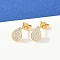 Teardrop Brass Micro Pave Clear Cubic Zirconia Stud Earrings, Long-Lasting Plated, Cadmium Free & Lead Free, Rack Plating, Real 18K Gold Plated, 9x6.5mm