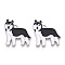 Rack Plating Alloy Enamel Dog Pendants, Lead Free & Nickel Free & Cadmium Free, Platinum, Huskie, Gray, 25x23x2mm, Hole: 1.8mm