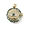 Brass Micro Pave Cubic Zirconia with Glass Pendents, Long-Lasting Plated, Eye, Azure, 23x22x10.5mm, Hole: 6x3mm