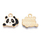 Alloy Enamel Pendants, Cadmium Free & Lead Free, Panda, Light Gold, Black, 14x16x1.5mm, Hole: 2mm