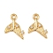 Ocean Theme Brass Micro Pave Cubic Zirconia Charms, Long-Lasting Plated, Nickel Free, Real 18K Gold Plated, Fishtail, 12x9x2mm, Hole: 1.2mm