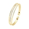 Brass Micro Pave Clear Cubic Zirconia 3-Line Open Cuff Bangles for Women, Real 18K Gold Plated, 1/4~3/8 inch(0.7~0.95cm), Inner Diameter: 2-1/4x2 inch(5.7x5cm)