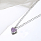 Stainless Steel Heart Pendant Necklaces with Amethyst Rhinestone for Women, Silver, 16.54 inch(42cm).