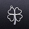 Tarnish Resistant 304 Stainless Steel Hollow Pendants, Clover, Stainless Steel Color, 23x18x1mm, Hole: 1.5mm