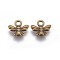 Tibetan Style Alloy Charms, Cadmium Free & Nickel Free & Lead Free, Bee, Antique Bronze, 10x11x2mm, Hole: 2mm
