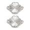 Brass Textured Connector Charms, Cadmium Free & Nickel Free & Lead Free, Heart Flower Links, Platinum, 14x10x2mm, Hole: 1.2mm