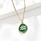 304 Stainless Steel Micro Pave Cubic Zirconia constellation Pendant Necklaces, with Synthetic Malachite, Golden, Aquarius, 17.72 inch(45cm) long+50mm extender