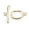 Alloy Toggle Clasps, Cadmium Free & Nickel Free & Lead Free, Oval, Golden, Bar: 29.5x9.5x3.5mm, Hole: 2.5mm, Oval: 25.5x15.5x2.5, Hole: 2.5mm