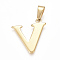 304 Stainless Steel Pendants, Golden, Initial Letter.V, 26x24x1.5mm, Hole: 3x9.5mm
